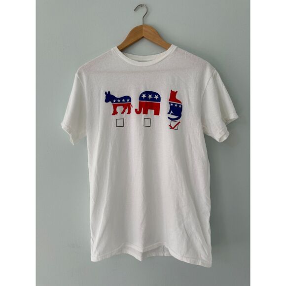 Funny Political Election Donkey, Elephant, and Cat Graphic T-Shirt Adult size L - Picture 1 of 4